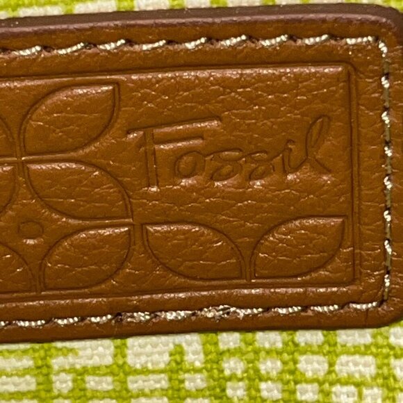 FOSSIL KEY PER TOTE Apple Green Coated Canvas Shoulder Bag Purse Handbag - NEW - Picture 9 of 12